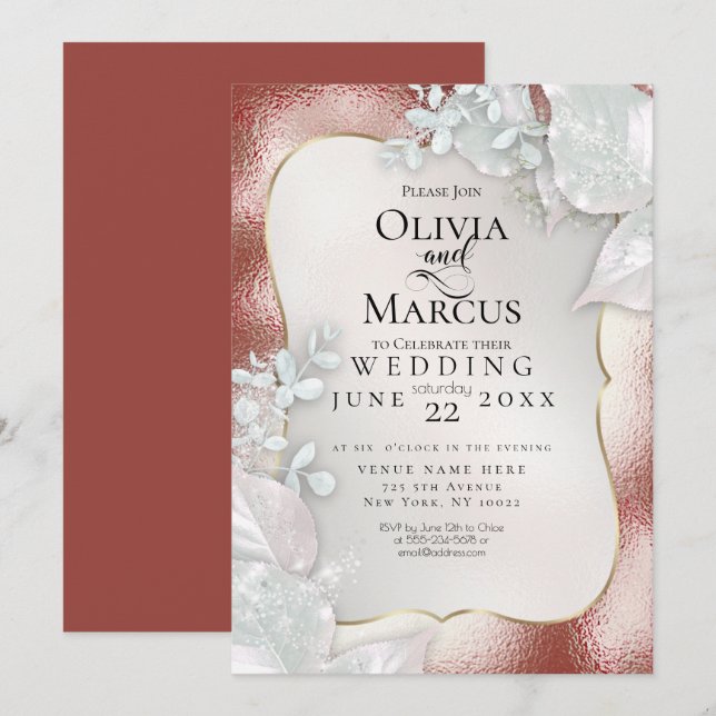 Invitation MARIAGE | Terracotta Pearl Shimmer (Devant / Derrière)