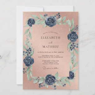 Invitation Mariage Terracotta Rose Cobalt