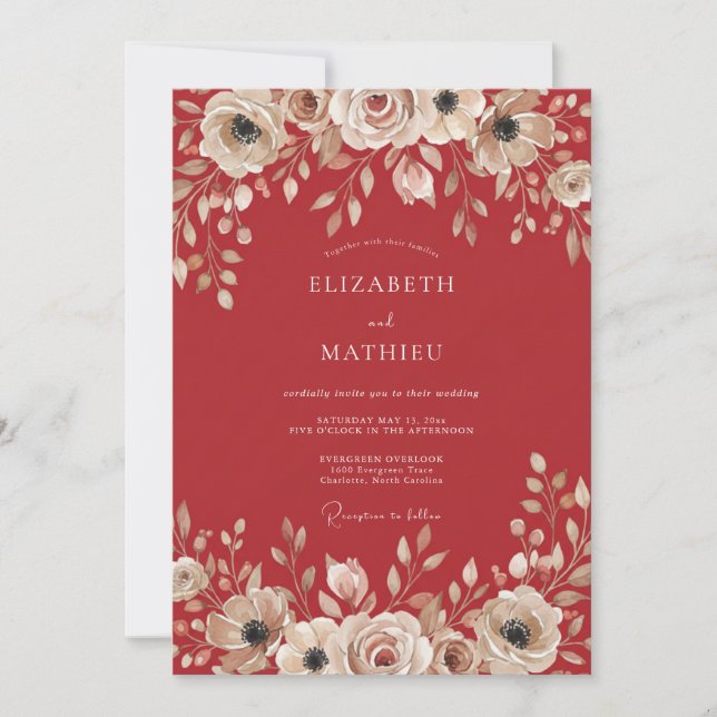 Invitation Mariage Terracotta Rose Douce (Devant)