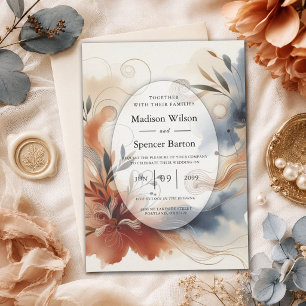 Invitation Mariage Terracotta Twilight et Fleurs de Nuit