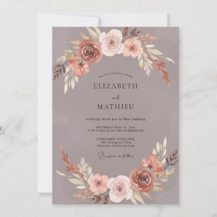 Invitation Mariage Terracotta Vintage Mauve Peint