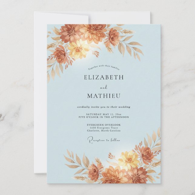 Invitation Mariage Terre Cuite Ambre Pivoine (Devant)