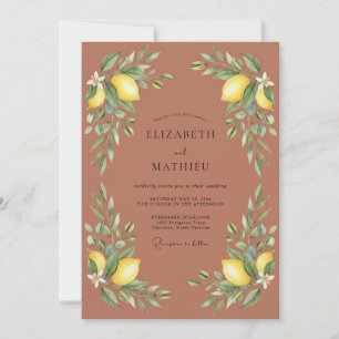 Invitation Mariage Terre Cuite Citron Eucalyptus