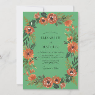 Invitation Mariage Terre Cuite Coquelicot Menthe