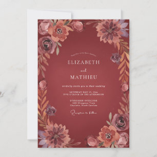 Invitation Mariage Terre Cuite Dahlia Mauve Atténué