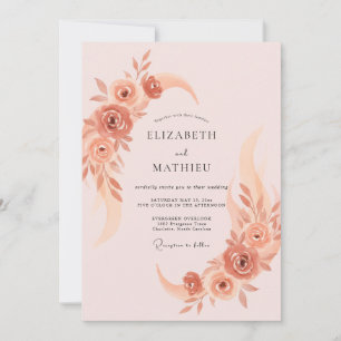 Invitation Mariage Terre Cuite Fleur de Pêcher