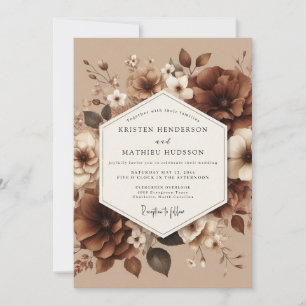Invitation Mariage Terre Sépia Floraison