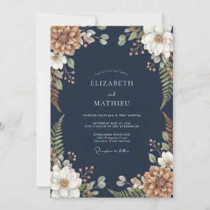 Invitation Mariage Terreux Bleu Nuit