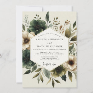 Invitation Mariage Terreux Vert Chasseur Flora