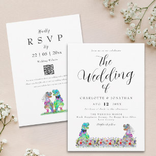 Invitation Mariage Thème Dinosaure Bohème Fleur Sauvage