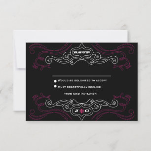 Invitation Mariage Thème Musique Rock 'n' Roll Rose et Noir