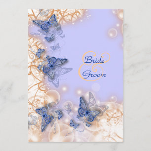 Invitation Mariage thème papillon bleu ivoire