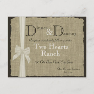 Invitation Mariage Toile de Jute et Ruban Réception Rustique