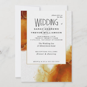 Invitation Mariage Topaz Gold Marbre Abstrait