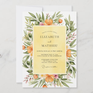 Invitation Mariage toscan ensoleillé sous le soleil jaune