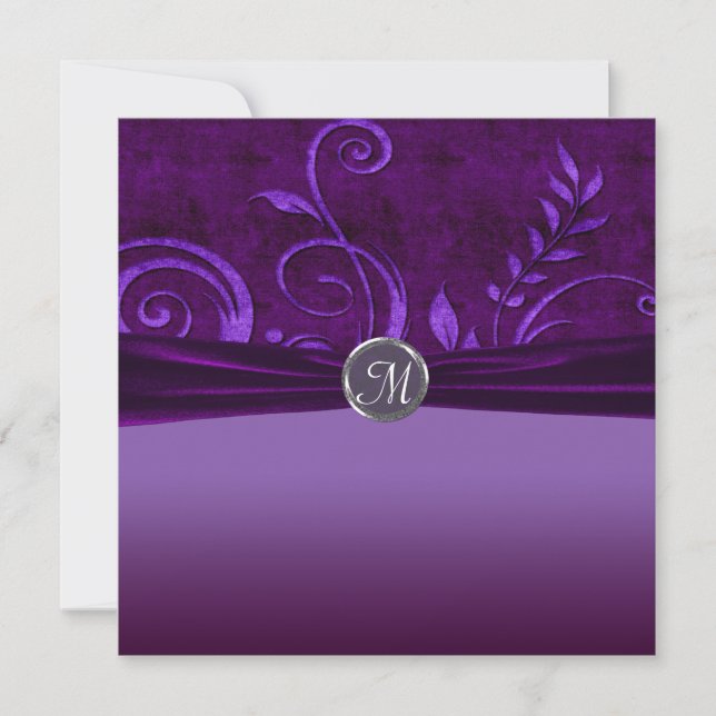 Invitation Mariage Tourbillon de Velours Plum et Violet (Devant)