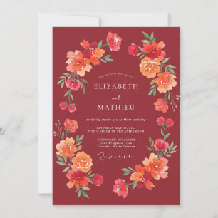 Invitation Mariage Tourbillon Floral Bourgogne