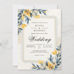 Invitation Mariage Tourbillon Floral Ocbre Doré