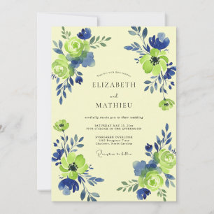 Invitation Mariage Tourbillon Floral Vert Citron