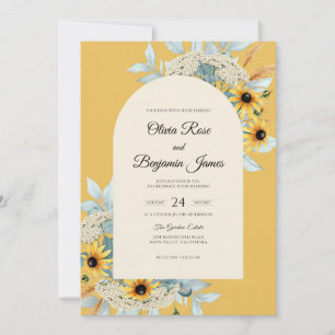 Invitation Mariage Tournesol Céruléen Eucalyptus Moutarde