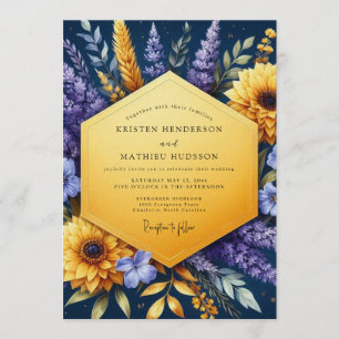 Invitation Mariage Tournesol Doré Indigo