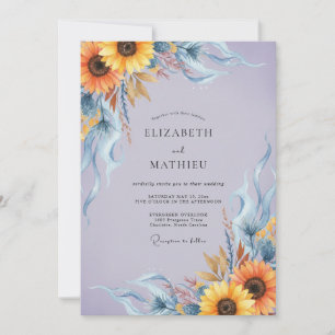 Invitation Mariage Tournesol Doré Pervenche Eucalyptus