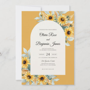 Invitation Mariage tournesol eucalyptus Or Moutarde