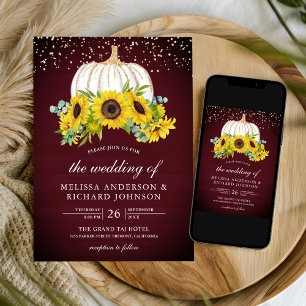 Invitation Mariage Tournesols Citrouille Blanche Bourgogne