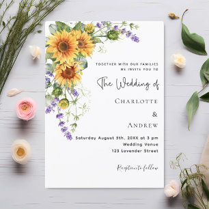 Invitation Mariage tournesols lavande florales 