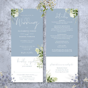 Invitation Mariage Tout Compris Botanique Bleu Poussiéreux