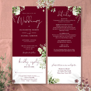 Invitation Mariage tout compris floral verdure de Bourgogne 