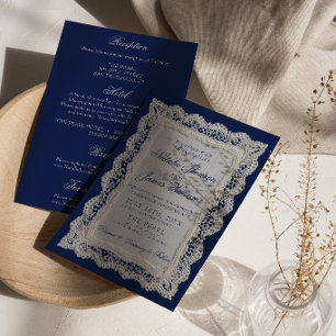 Invitation Mariage Tout Compris Lace Royale Bleu Old Money