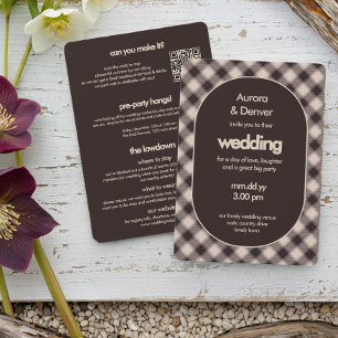 Invitation Mariage Tout Compris Marron Décontracté à Carreaux