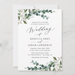 Invitation Mariage tout-en-un au eucalyptus rustique