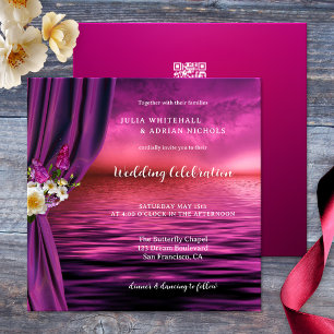 Invitation Mariage tout-en-un avec papillon chic Boho violet