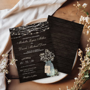 Invitation Mariage tout en un bocal Mason à Baby's Breath rus