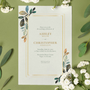 Invitation Mariage tout-en-un Chic Floral Watercolor Sage