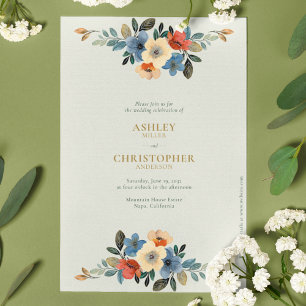 Invitation Mariage tout-en-un Chic Floral Watercolor Sage