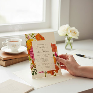 Invitation mariage tout en un code QR orange poppy