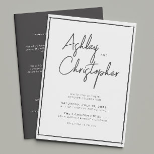 Invitation Mariage tout-en-un de script minimaliste de typogr