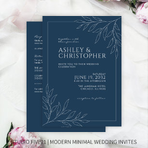 Invitation Mariage tout-en-un en plan bleu moderne
