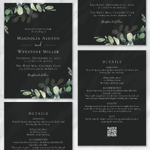 Invitation Mariage tout en un Eucalyptus Gris