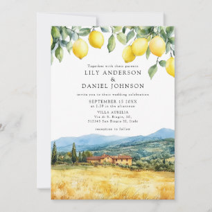 Invitation Mariage tout en un Lemons Scène toscane Italienne
