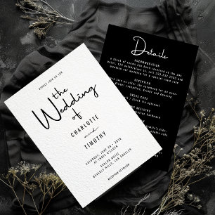 Invitation Mariage tout-en-un minimaliste de calligraphie mod