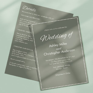 Invitation Mariage tout-en-un minimaliste de la taille de scr