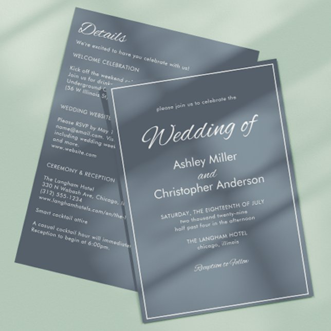 Invitation Mariage tout-en-un minimaliste Gris d'ardoise de s (Créateur téléchargé)