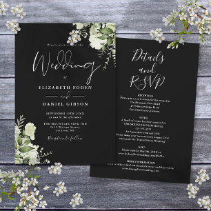 Invitation Mariage Tout En Un Noir Et Blanc Poussiéreux à Thè