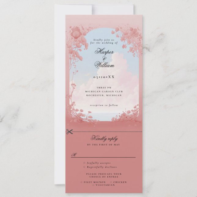 Invitation Mariage tout-en-un romantique envoûtant (Devant)
