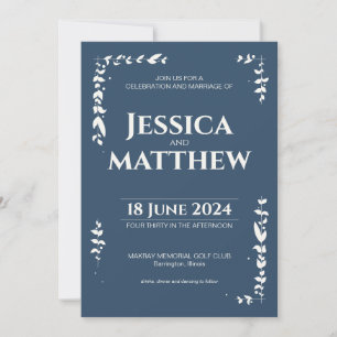 Invitation Mariage tout-en-un rustique gris ardoise