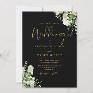 Invitation Mariage Tout En Une Seule Feuille De Vert Noir Et 
